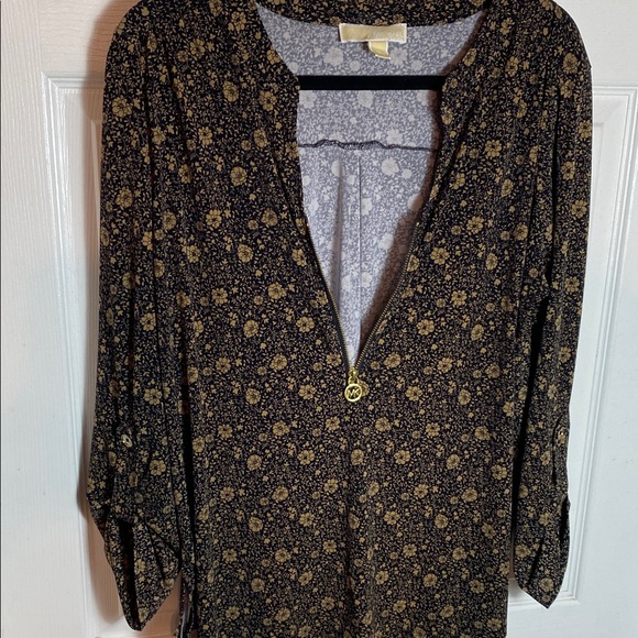 Michael Kors floral-print blouse featuring a zippered chain-detail neckline XL - Picture 7 of 7